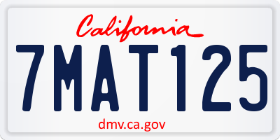 CA license plate 7MAT125