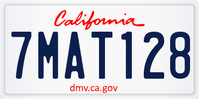 CA license plate 7MAT128