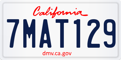 CA license plate 7MAT129