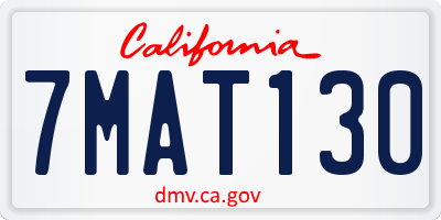 CA license plate 7MAT130