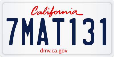 CA license plate 7MAT131