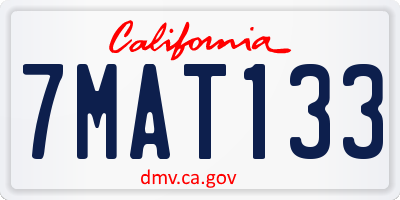 CA license plate 7MAT133