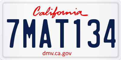 CA license plate 7MAT134