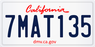 CA license plate 7MAT135