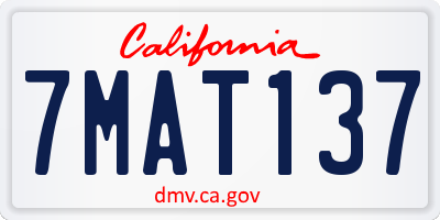 CA license plate 7MAT137