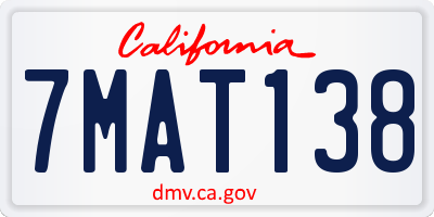 CA license plate 7MAT138