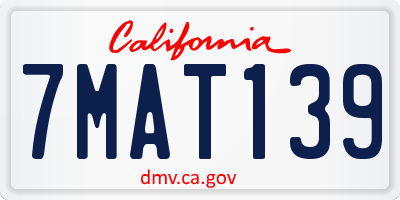 CA license plate 7MAT139