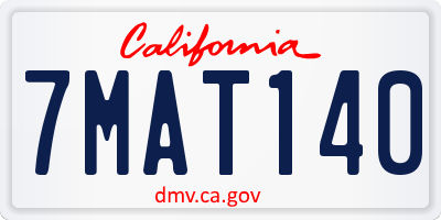 CA license plate 7MAT140