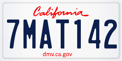 CA license plate 7MAT142