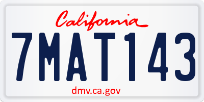 CA license plate 7MAT143