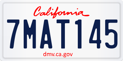 CA license plate 7MAT145