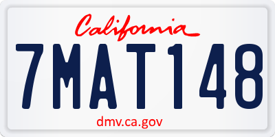 CA license plate 7MAT148