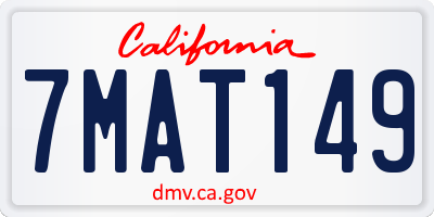 CA license plate 7MAT149