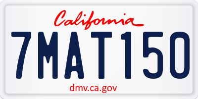 CA license plate 7MAT150