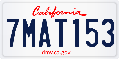 CA license plate 7MAT153