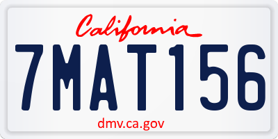 CA license plate 7MAT156