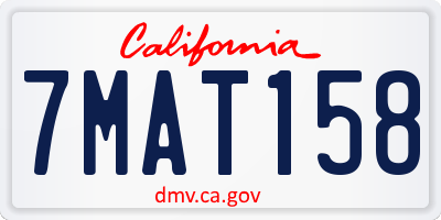 CA license plate 7MAT158