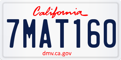 CA license plate 7MAT160