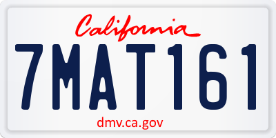 CA license plate 7MAT161