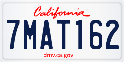 CA license plate 7MAT162