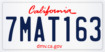 CA license plate 7MAT163