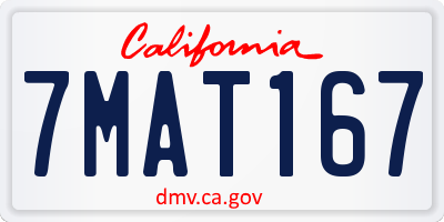 CA license plate 7MAT167