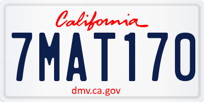CA license plate 7MAT170