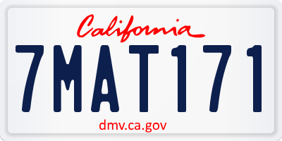 CA license plate 7MAT171