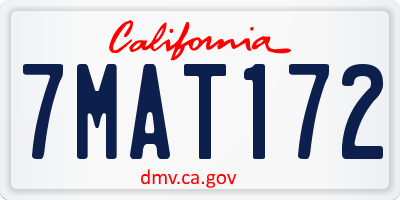 CA license plate 7MAT172