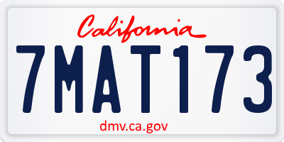 CA license plate 7MAT173