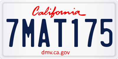 CA license plate 7MAT175