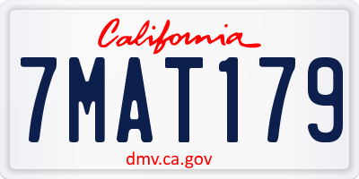 CA license plate 7MAT179