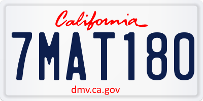 CA license plate 7MAT180