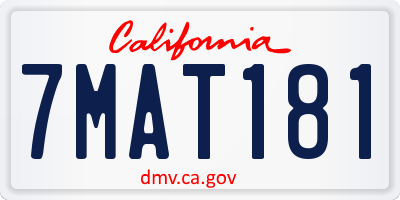 CA license plate 7MAT181