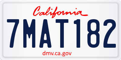 CA license plate 7MAT182