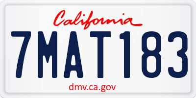 CA license plate 7MAT183