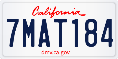 CA license plate 7MAT184