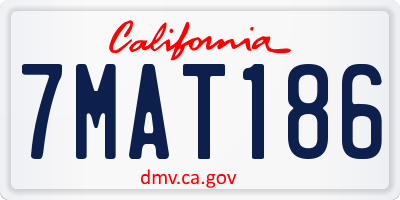 CA license plate 7MAT186