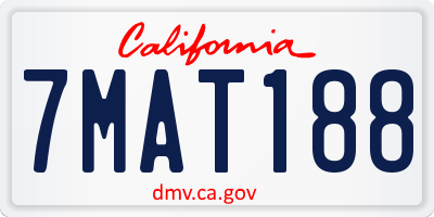 CA license plate 7MAT188