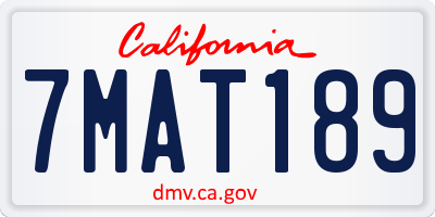 CA license plate 7MAT189