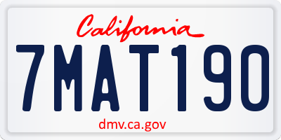 CA license plate 7MAT190