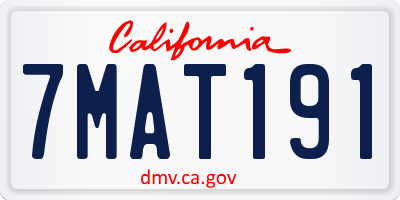 CA license plate 7MAT191