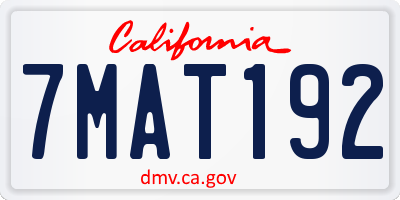 CA license plate 7MAT192