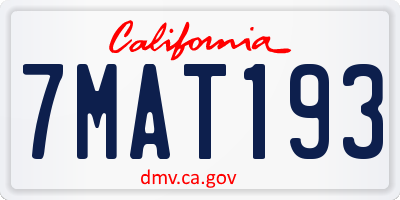 CA license plate 7MAT193