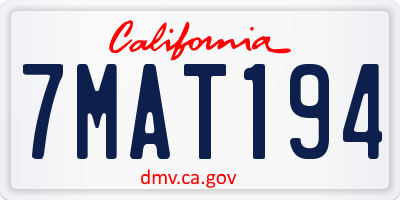 CA license plate 7MAT194