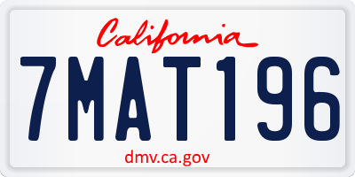 CA license plate 7MAT196