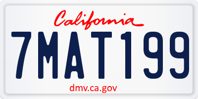 CA license plate 7MAT199