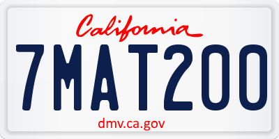 CA license plate 7MAT200