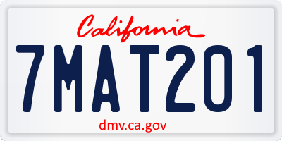 CA license plate 7MAT201