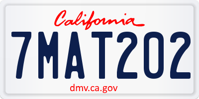 CA license plate 7MAT202